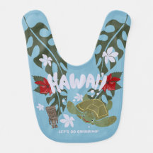 Bibe Azul Bebê Tartaruga Marinha Havaiana de Desen