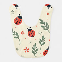 Bibe de Bebê Floral e Joaninha Fofa