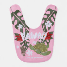 Bibe de Bebê Rosa Tartaruga Marinha Havaiana de De