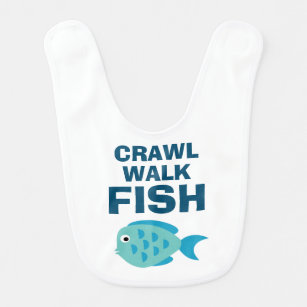 Babador Crawl Walk Fish engraçado baby bib apron para recé