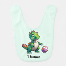 Dinossauro verde-bonito com ovos de Páscoa