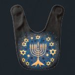 Babador Menorah e Estrelas<br><div class="desc">Menorah e Stars,  bebê Chag Sameach!</div>