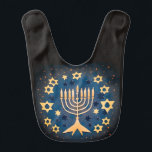 Babador Menorah e Estrelas<br><div class="desc">Menorah e Stars, bebê Chag Sameach!</div>