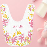 Babador Monogram Pink and Yellow flower Baby Bib<br><div class="desc">A pretty personalised baby's bib in delicate shades of pink and yellow.  A lovely,  yet practical,  gift for that special new arrival.</div>