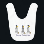 Babador NYC New York Happy Hanukkah Chanukah Gelt Bib<br><div class="desc">Bib apresenta uma ilustração original de um marco clássico da NYC "vestido" para os feriados! Não vê o que está procurando? Precisa de ajuda para a personalização? Entre em contato com este designer para criar algo só para você.</div>
