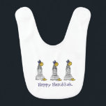 Babador NYC New York Happy Hanukkah Chanukah Gelt Bib<br><div class="desc">Bib apresenta uma ilustração original de um marco clássico da NYC "vestido" para os feriados! Não vê o que está procurando? Precisa de ajuda para a personalização? Entre em contato com este designer para criar algo só para você.</div>