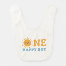 One Happy Boy First Birthday Bib, primeiro anivers
