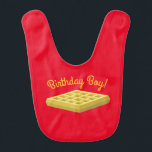Babador Primeiro aniversario Waffle Cute Breakfast Brunch<br><div class="desc">Estes adoráveis e coloridos convites de aniversário de café da manhã fofinhos ou brunch são perfeitos para a celebração de um primeiro aniversario infantil! Personalize o texto para torná-lo seu. O aspecto e a sensação modernos é a forma perfeita de celebrar o seu pequeno que ama comidas de café da...</div>