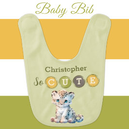 Babador Um nome personalizado fofo, leopardo, verde
