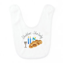 White Shabbat Sha'Baby Bib