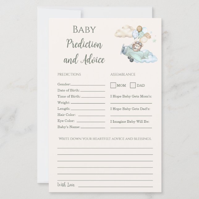 Baby Advice and Predictions Game Can Bearly Wait (Frente)