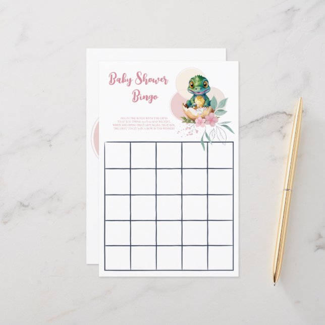 Baby Alligator Hatching Floral Bingo Game (Frente/Verso In Situ)