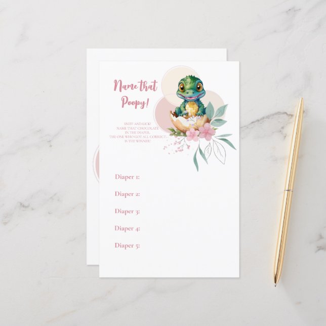 Baby Alligator Hatching Floral Name que Poop Game (Frente/Verso In Situ)