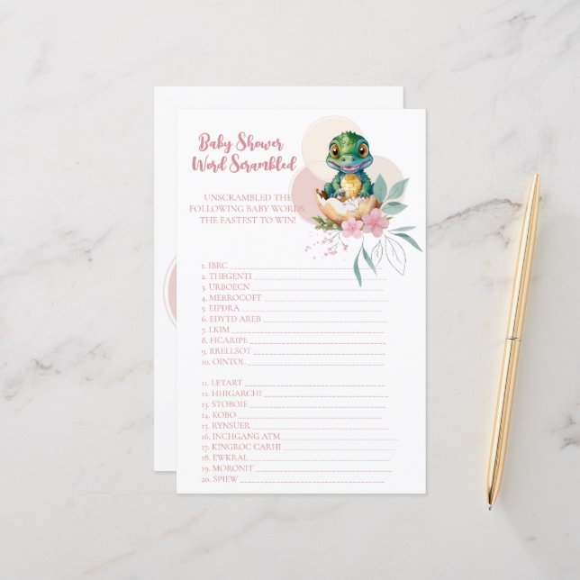 Baby Alligator Hatching Floral Word Scramble Game (Frente/Verso In Situ)