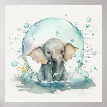 Baby Animal for Nursery, poster de elefante bonito