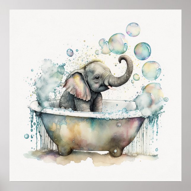 Baby Animal for Nursery, poster de elefante bonito (Frente)