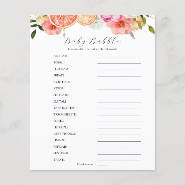 Baby Babble Word Scramble (Frente)