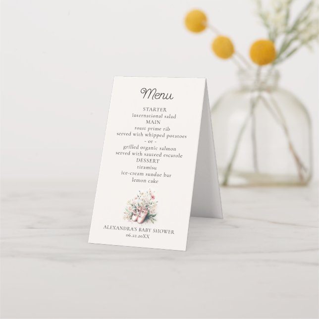 Baby Ballerina Calçados Flores Selvagens Menu Chá  (Verso)