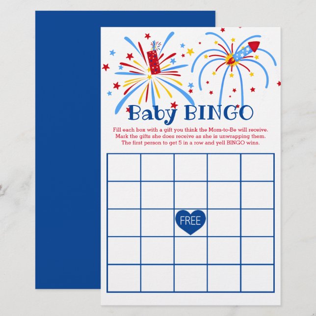 Baby Bingo 4, Chá de fraldas Patriótico de julho (Frente/Verso)