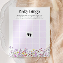 Baby Bingo Boho Wildflower Chá de fraldas Card