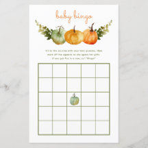 Baby Bingo Game Novembro Pumpkin Fall Chá de frald