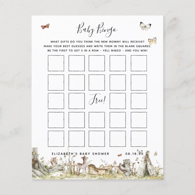 Baby Bingo | Jogo de Chá de fraldas Floral (Frente)