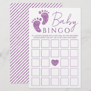 Baby Bingo Purple Glitter Feijão Chá de fraldas