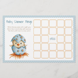 Baby Bird Hatching Blue Chá de fraldas Bingo Card