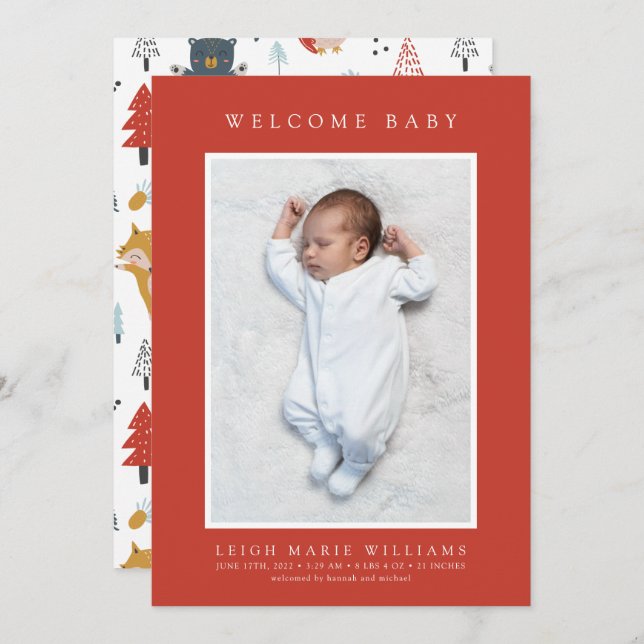 BABY BIRTH ANUNCECETH Woodland Animais (Frente/Verso)