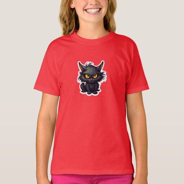 Baby Black Cat Design - Camiseta Básica Para Menin (Frente)