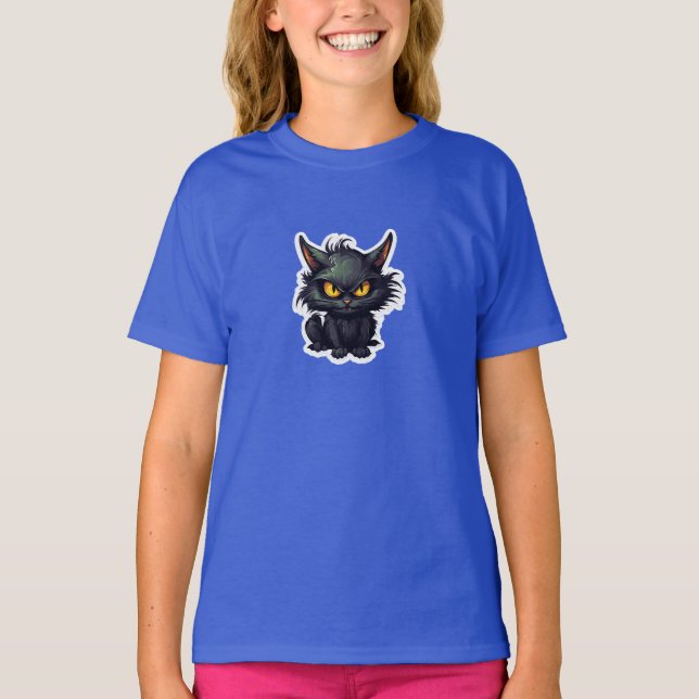 Baby Black Cat Design - Camiseta Básica Para Menin (Frente)