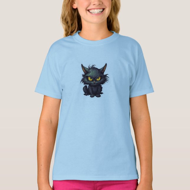 Baby Black Cat Design - Camiseta Básica Para Menin (Frente)