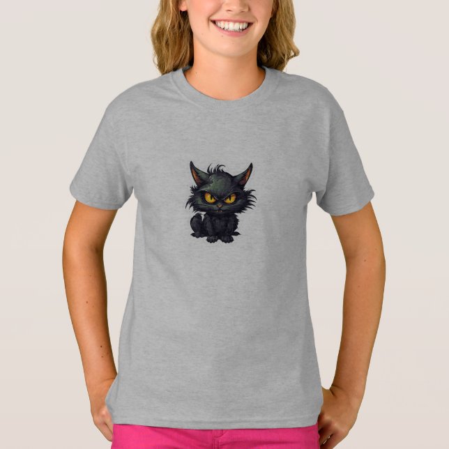 Baby Black Cat Design - Camiseta Básica Para Menin (Frente)