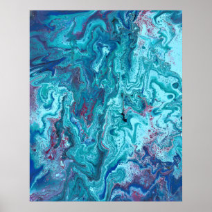 Baby Blue 2 Flowing Blue Acrílico Poster Abstrato