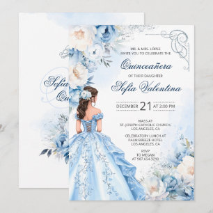Baby Blue Cinderella Quinceañera Convite