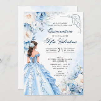 Baby Blue Cinderella Quinceañera Convite