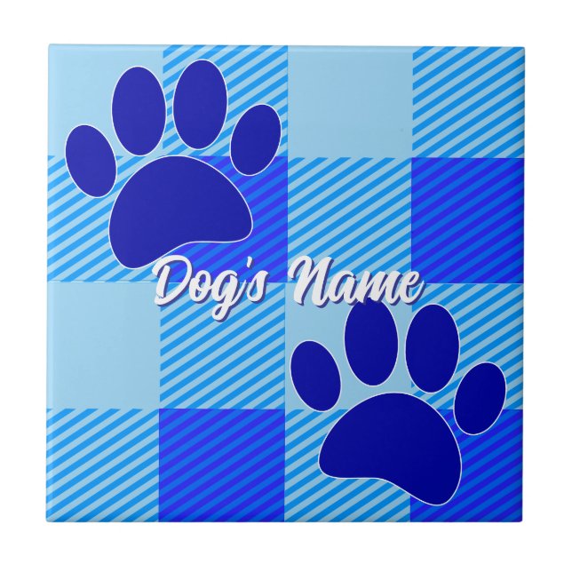 Baby Blue Puppy Paw Imprime o Nome Personalizado (Frente)