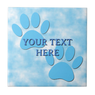 Baby Blue Puppy Paw Imprime Texto Personalizado