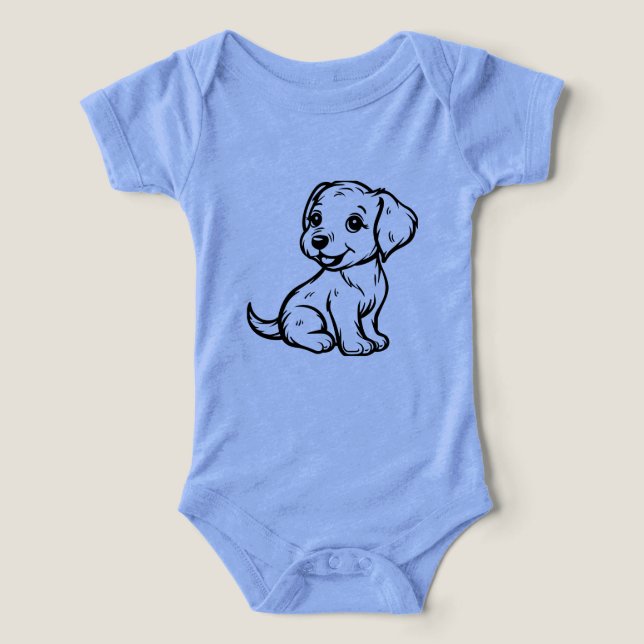 Baby Bodysuit with Black Golden Retriever Puppy De (Design frontal)