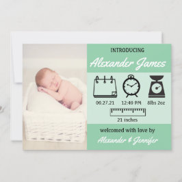 Baby Boy Birth Stats Anúncio Verde