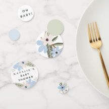 Baby Boy Blue Floral Chá de fraldas Mesa Confetti
