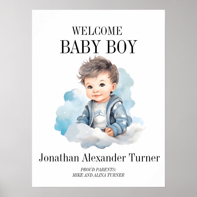Baby Boy Blue Welcome Hospital Door Poster (Frente)