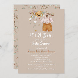 Baby Boy Boho Rustic Greenery Convite