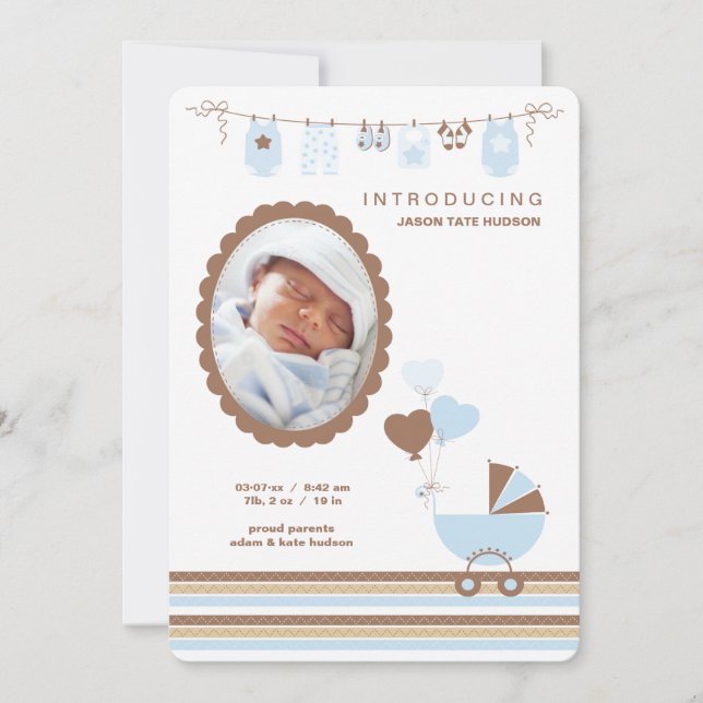 Baby Boy Cameo Foto do Anúncio de Nascimento (Frente)