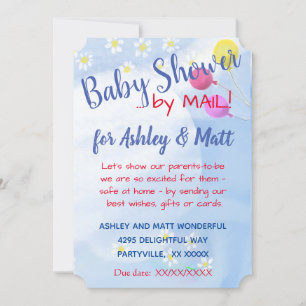 Baby Boy Daisies Balões Chá de fraldas Convite