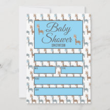 Baby Boy Giraffe Chá de fraldas Convite