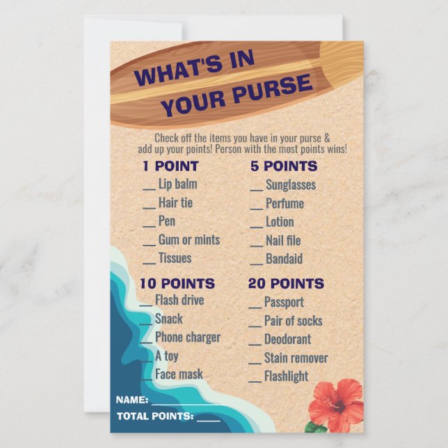 Baby Boy On Board What's In Your Purse Baby Shower (Frente)