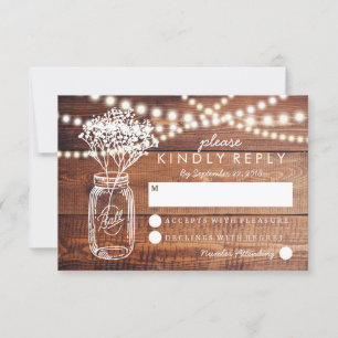 BABY BREATH RUSTIC COUNT MASON JAR WEDDING RSVP