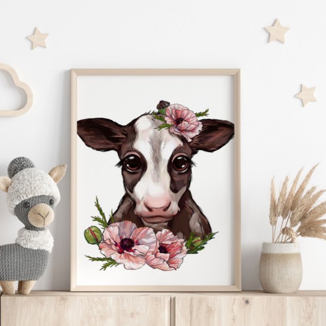 Baby Calf Rosa Animal Poster | Impressão de parede (Criador carregado)
