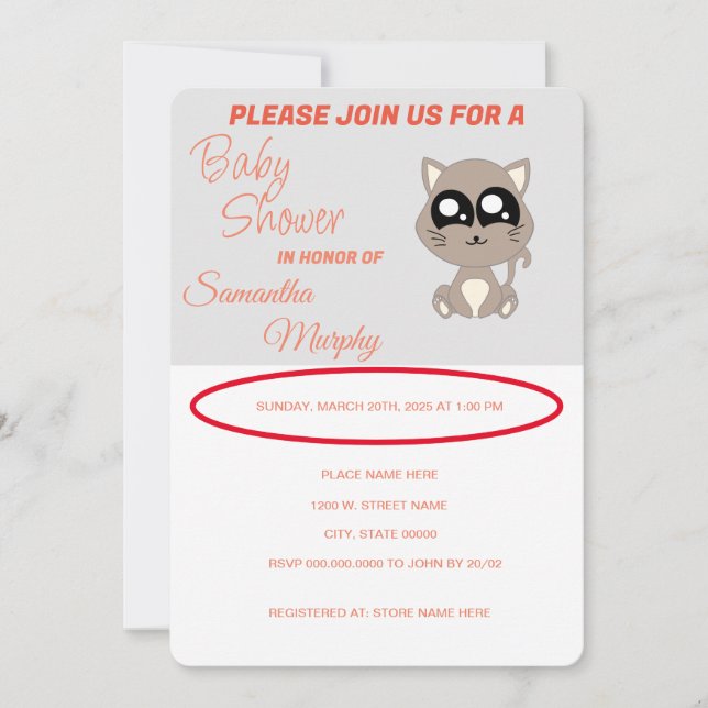 Baby Cat | Convite ao Chá de fraldas (Frente)